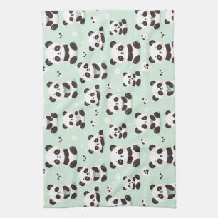 Playful Panda Pattern Kitchen Towel