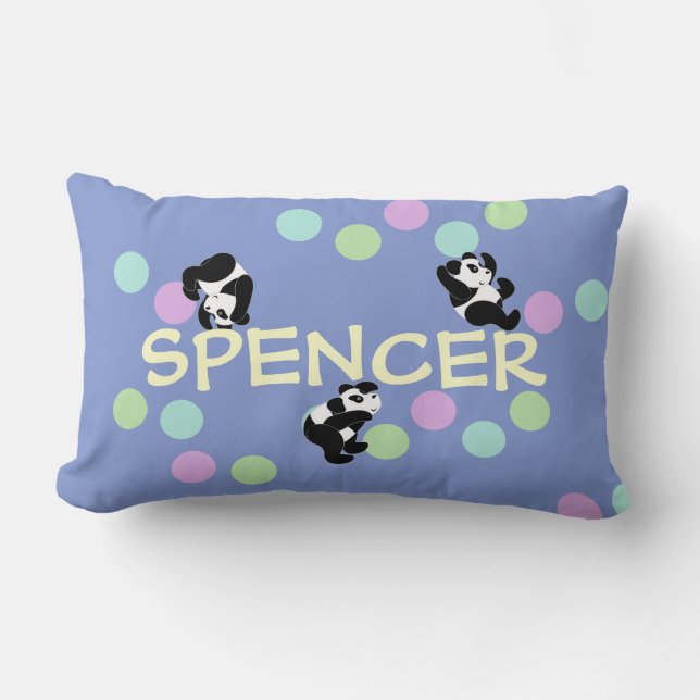 Playful Pandas Name Lumbar Pillow (Front)