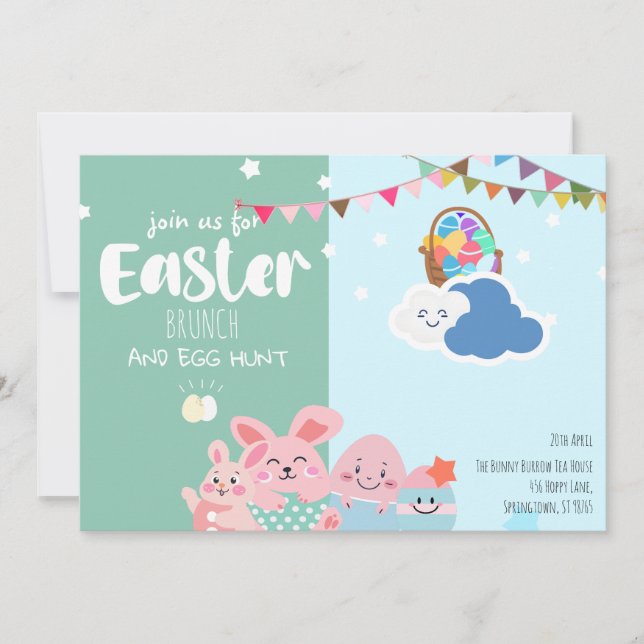 Playful Pastel Bunnies Easter Party Fun Invitation (Front)