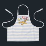 Playful Pastel Pluto Apron<br><div class="desc">Add a touch of whimsical charm to your collection with this delightful and energetic Pluto graphic! Featuring a happy, bounding Pluto set against a clean pale blue and white striped background, this design radiates a fresh, "sunny day" feel. The playful, mismatched typography spells out "PLUTO" in a mix of soft...</div>