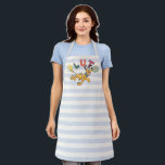 Playful Pastel Pluto Apron<br><div class="desc">Add a touch of whimsical charm to your collection with this delightful and energetic Pluto graphic! Featuring a happy, bounding Pluto set against a clean pale blue and white striped background, this design radiates a fresh, "sunny day" feel. The playful, mismatched typography spells out "PLUTO" in a mix of soft...</div>