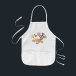Playful Pastel Pluto Kids Apron<br><div class="desc">Add a touch of whimsical charm to your collection with this delightful and energetic Pluto graphic! Featuring a happy, bounding Pluto set against a clean pale blue and white striped background, this design radiates a fresh, "sunny day" feel. The playful, mismatched typography spells out "PLUTO" in a mix of soft...</div>