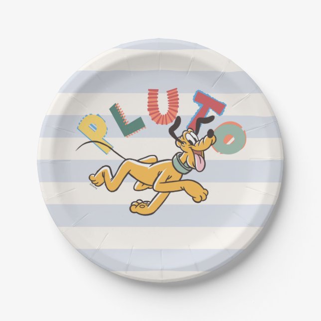 Playful Pastel Pluto Paper Plate (Front)