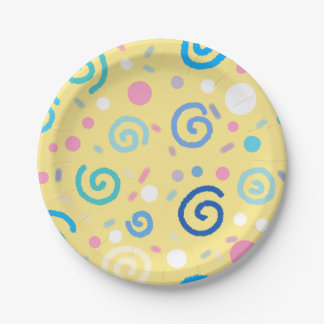 Playful Pastel Swirl Pattern Paper Plate