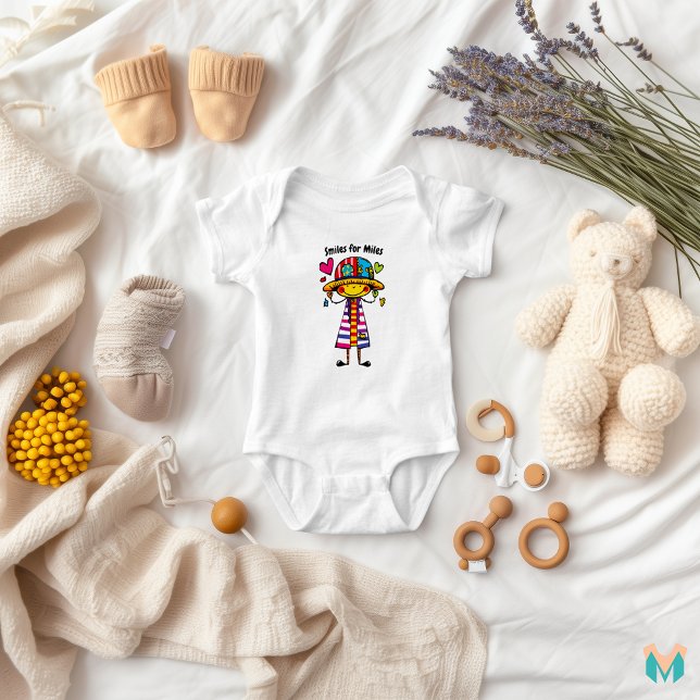 Playful Patchwork Character Design Baby Bodysuit (Creator Uploaded)