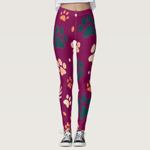 Playful Paw Print Leggings Cute Dog & Cat Paws