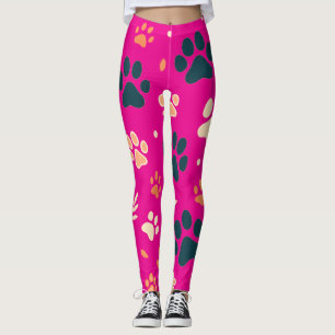 Playful Paw Print Leggings Cute Dog & Cat Paws