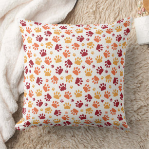 Playful Paw Prints Pattern Throw Pillow
