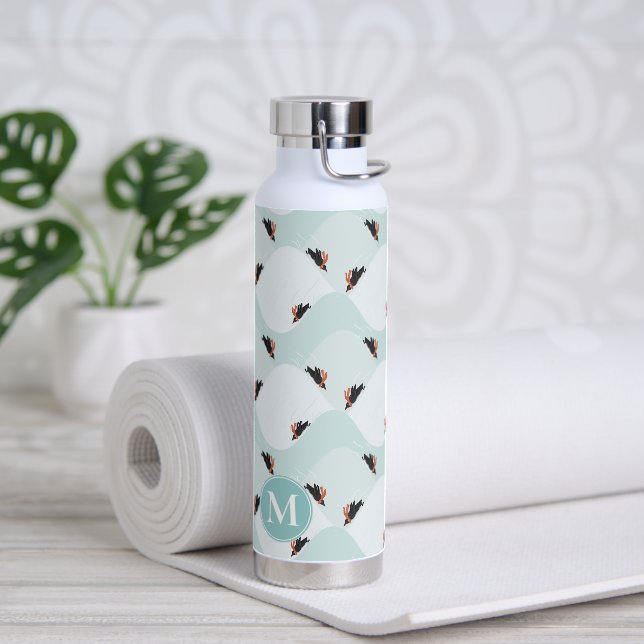 Playful Penguins Sliding on Snow Pattern Water Bottle (Yoga)