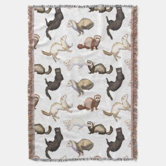 Playful Pet Ferret Business Throw Blanket