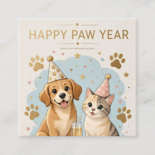 Playful Pet Themed New Year Design with Cheerful Enclosure Card