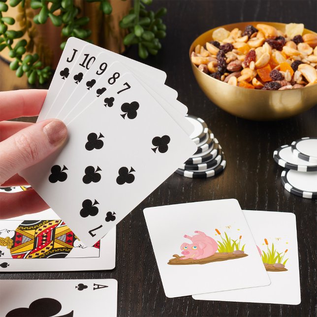 Playful Pig in Mud Funny Farm Animal Playing Cards (Creator Uploaded)