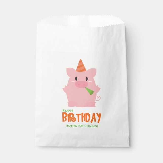 Playful Pig Kid's Birthday Party Favour Bag (Front)