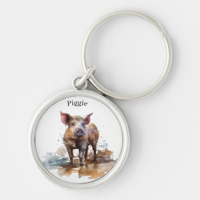 Playful Piglet, custom Keychain (Front)