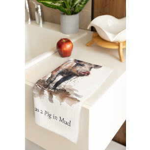 Playful Piglet, custom Kitchen Towel
