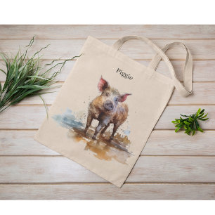 Playful Piglet, custom Tote Bag