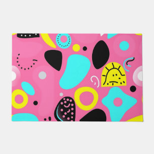 Playful Pink Abstract Shapes Pattern Doormat