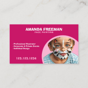 Playful Pink and White Face Painter Artist Business Card