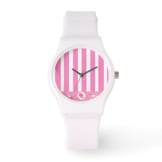 Playful Pink and White Stripes Watch