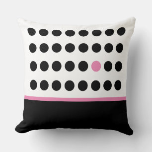 Playful Pink Black Polka Dot Throw Pillow