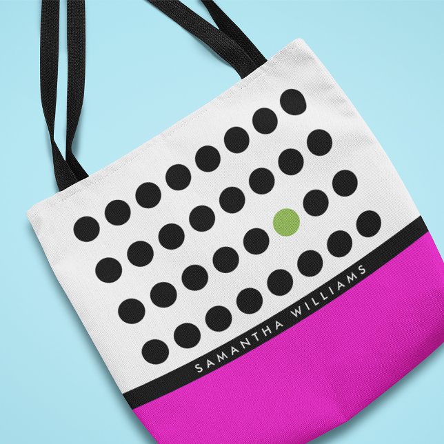 Playful Pink Black Polka Dots Personalized Tote Bag (Creator Uploaded)