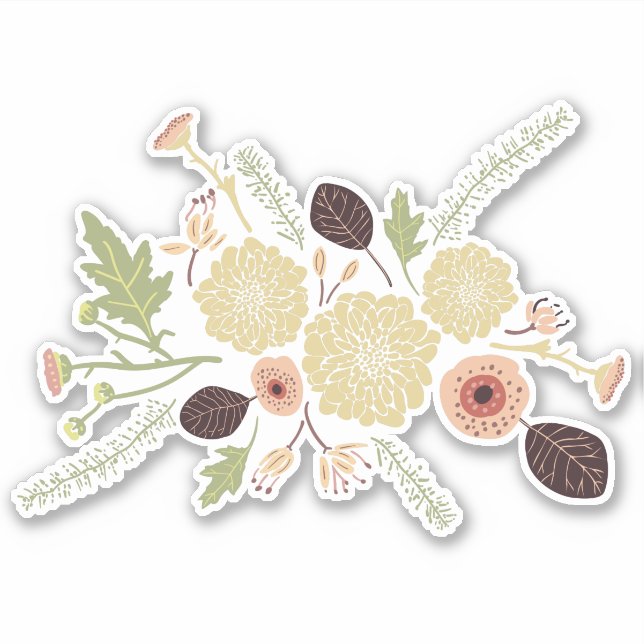 Playful Pink Brown Motif Tossed Flowers (Front)