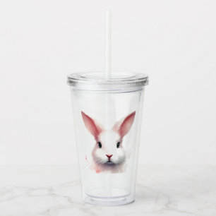 "Playful Pink Bunny Acrylic Tumbler