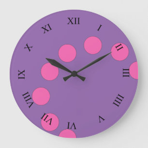 Playful Pink Dots on Custom Colour Large Clock
