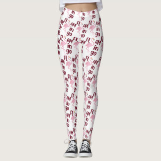 Playful Pink Flamingo Typography Art Leggings