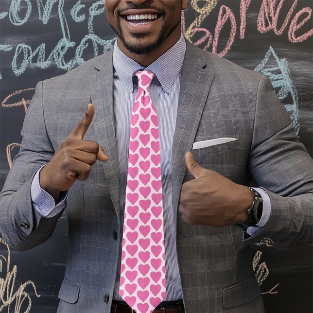 Playful Pink Fuchsia Hearts Valentine Pattern  Tie (Creator Uploaded)