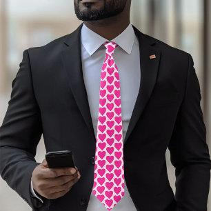 Playful  Pink Fuchsia Hearts Valentine Pattern  Tie
