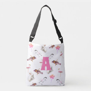 Playful Pink Monogrammed Pattern Crossbody Bag