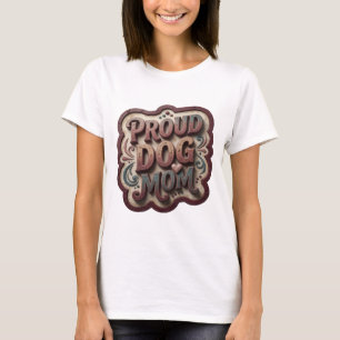 Playful Pink PROUD DOG MOM Modern Design T-Shirt