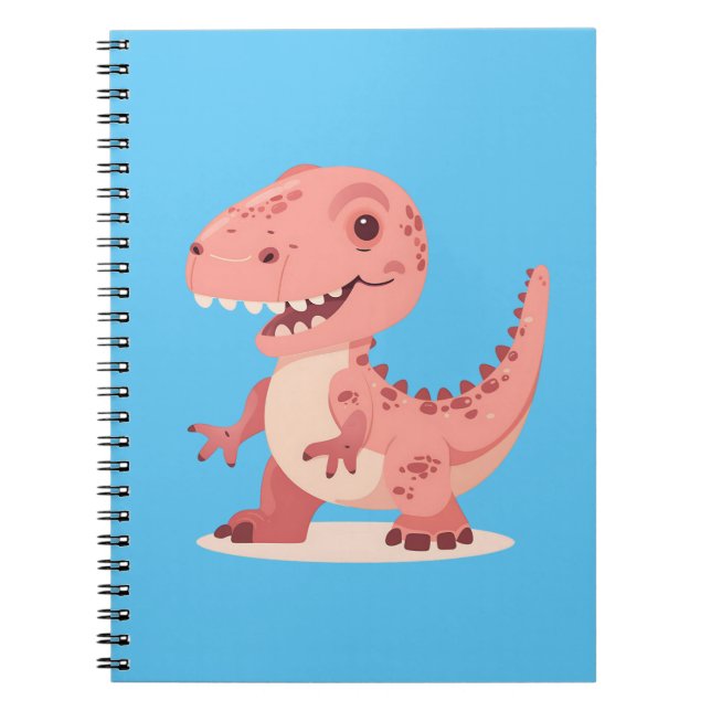 Playful Pink T-Rex Dino Notebook (Front)