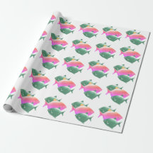 playful pink teal tropical fish pattern pop art