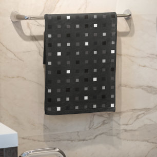  Playful Pixels Check Grey Black Pattern Bath Towel Set