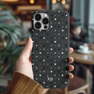  Playful Pixels Check Grey Black Pattern iPhone 16 Pro Case