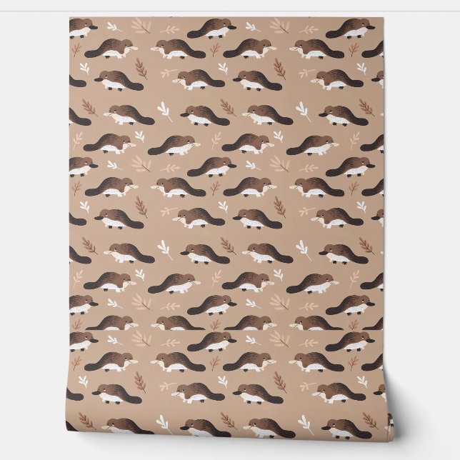 Playful Platypus Pattern Wallpaper (Unrolling)