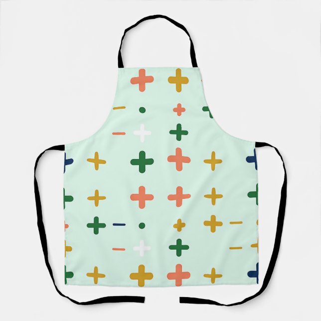 Playful Plus Signs Geometric Retro Pattern Apron (Front)