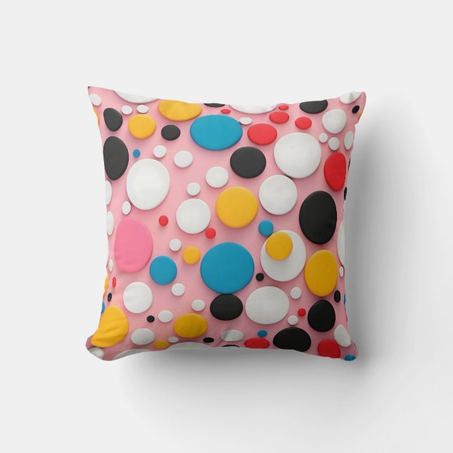 Playful Polka Dot Abstraction Throw Pillow (Front)