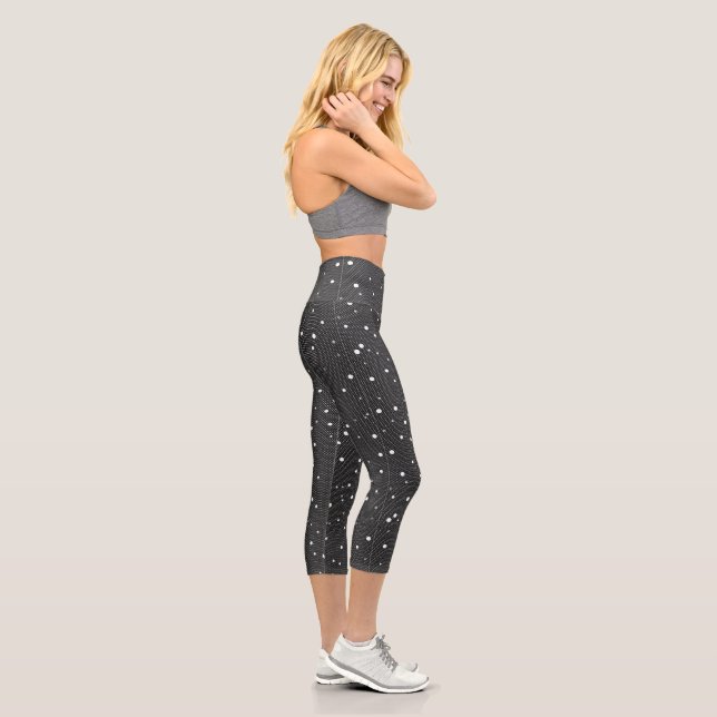 Playful Polka Dot Leggings: White on Blue  Capri L (Right)