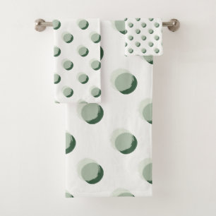 Playful Polka Dots Green Bath Towel Set