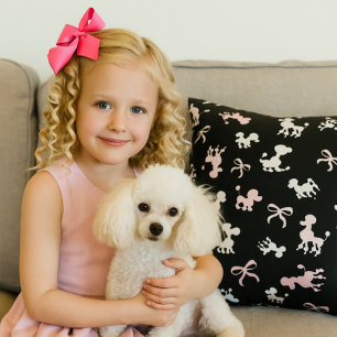 Playful Poodle Party French inspired Throw Pillow