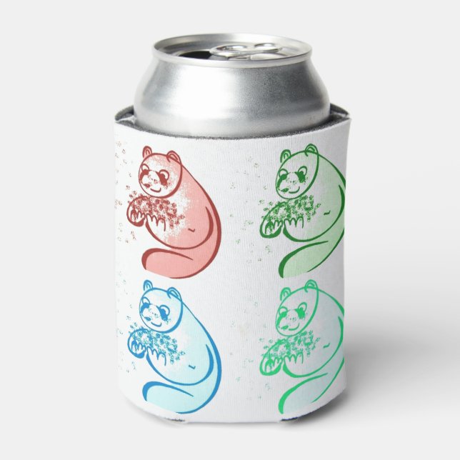 Playful Pop Art Panda Bear Can Cooler (Can Front)