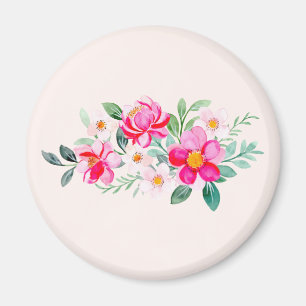 Playful Pretty Pink Flower Bouquet Magnet