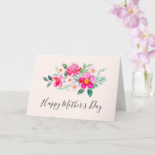 Playful Pretty Pink Flower Bouquet Mother's Day Card (Orchid)