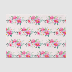 Playful Pretty Pink Flower Bouquet Pattern Tissue Paper