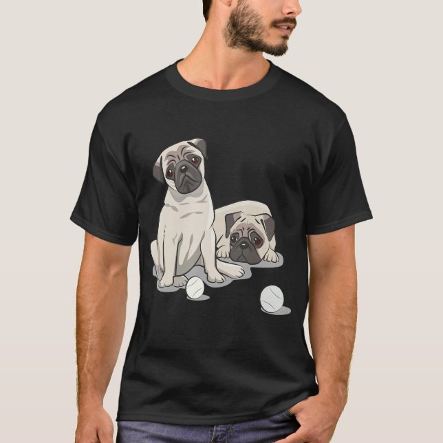 Playful Pug Design T-Shirt (Front)