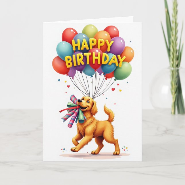 Playful Pup Balloon Card (Front)