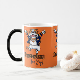 Playful Pup Bulldog in Blue Jacket Magic Mug